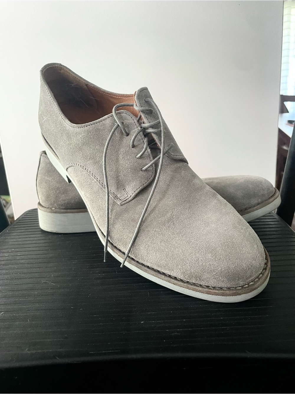 Aldo Light Grey Suede Derby Shoes